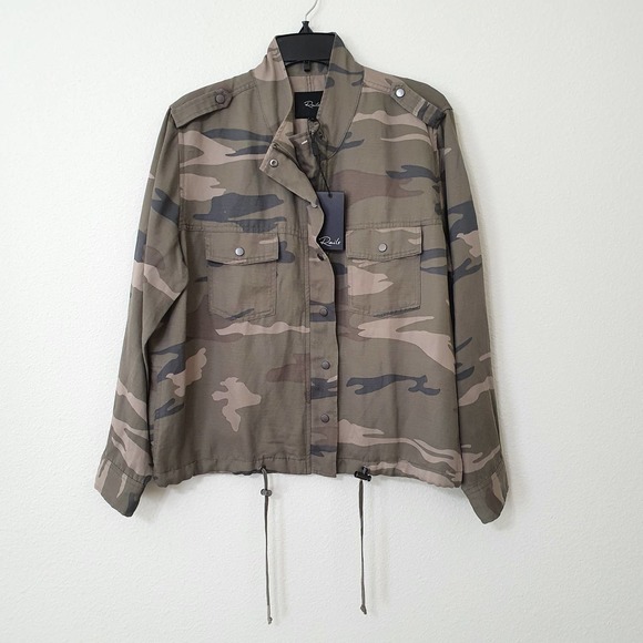 Rails Collins Sage Camo Linen Jacket Women's Size Large - Picture 2 of 15